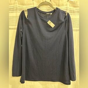 GAP cold shoulder long sleeve top Blue NWT size Large